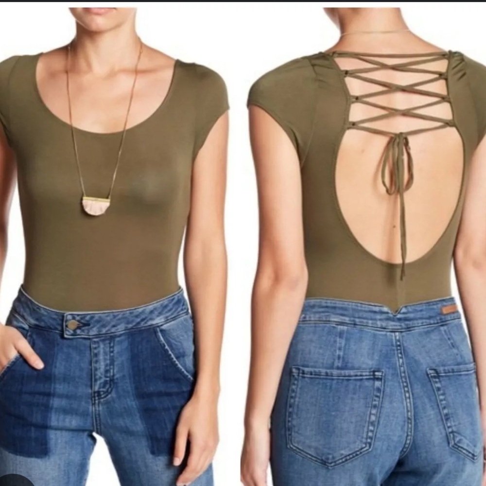 Free People About the Back Body Suit in Moss Size Large